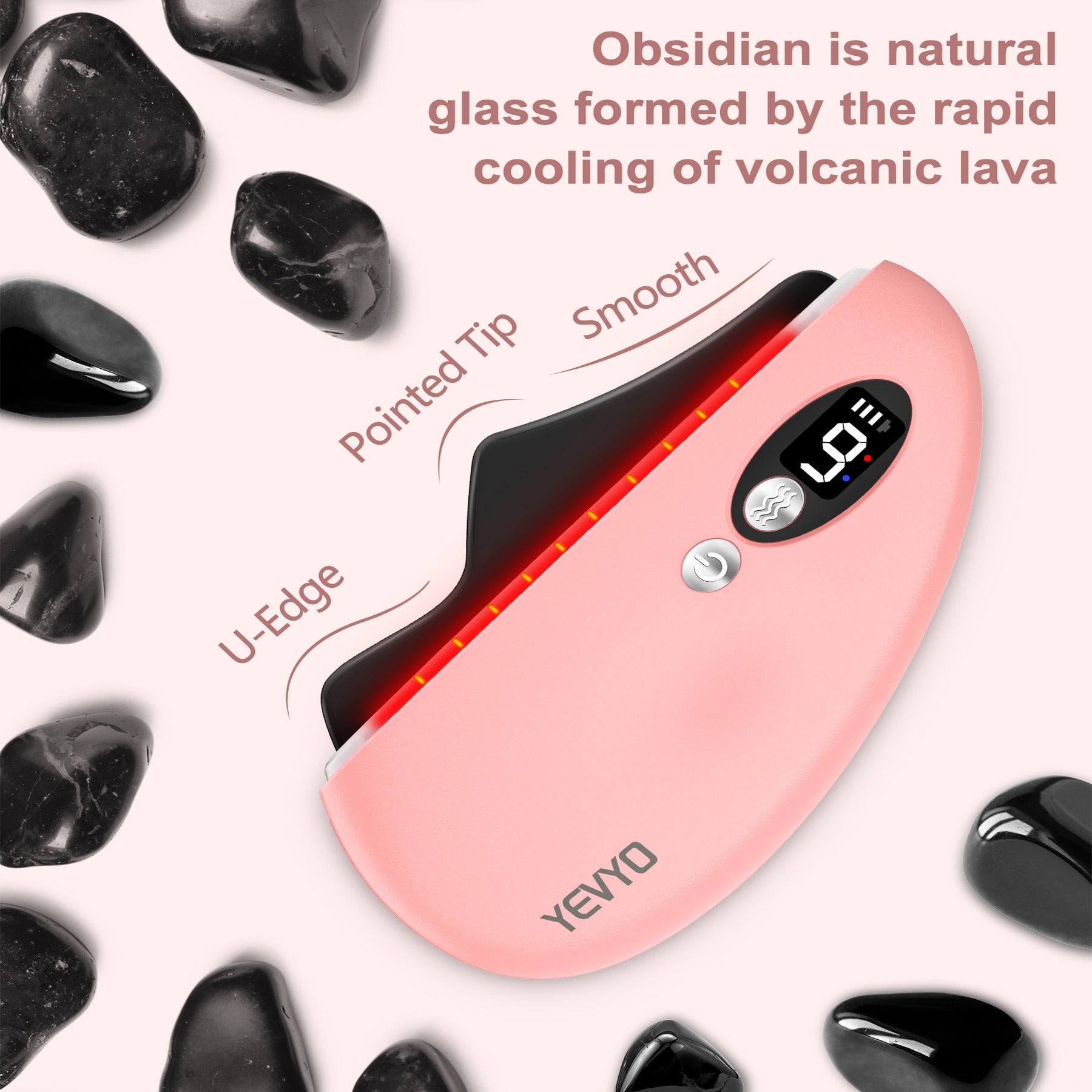 Black Obsidian Electric Gua Sha – Heated LED Massager