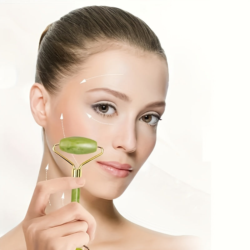 FORICOM 3pcs Jade Roller & Gua Sha Set with Shaped Comb - Fragrance-Free Beauty Tools