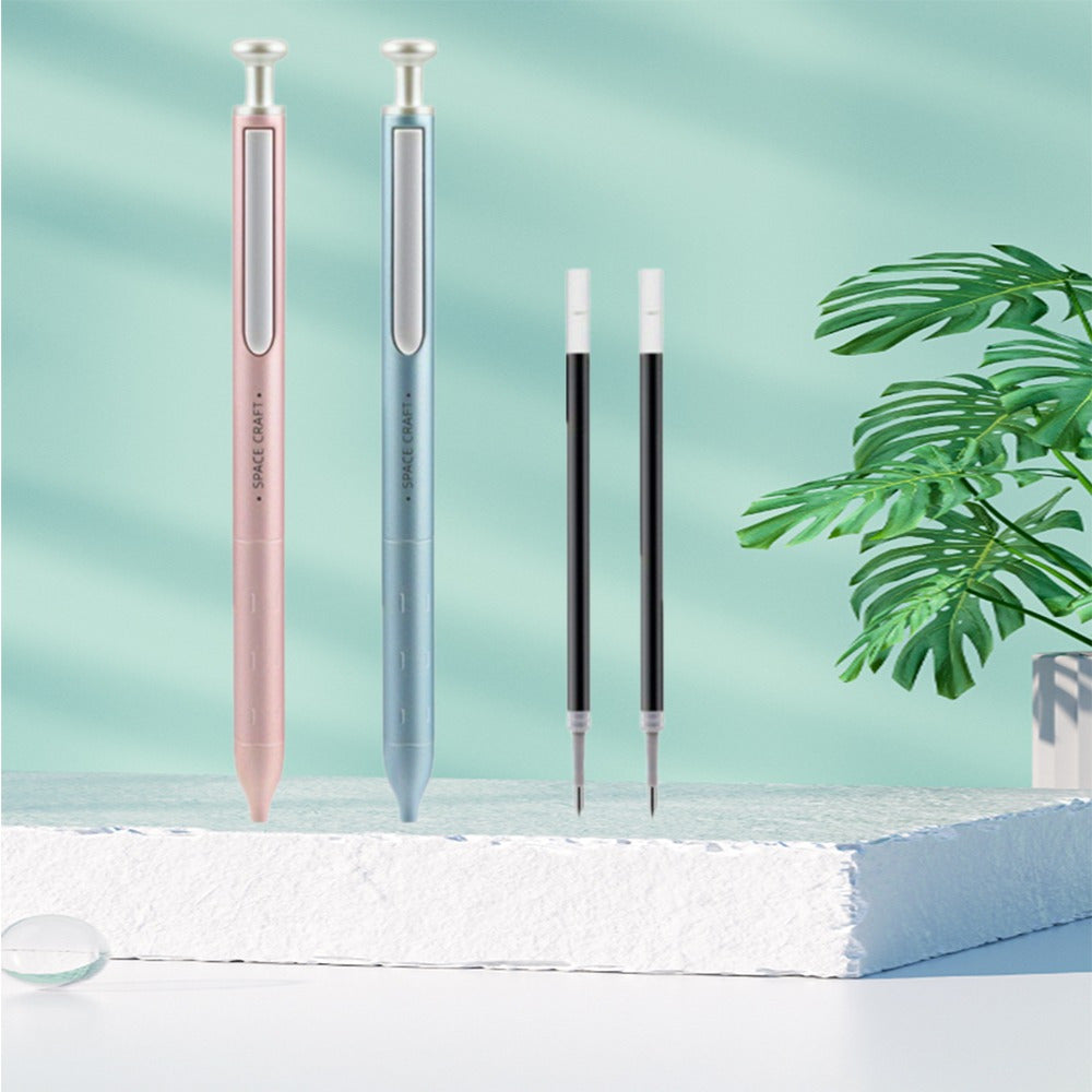 2-Pack Sonic Dry Pens - Metal Shell, Telescopic Design, Neutral Ink