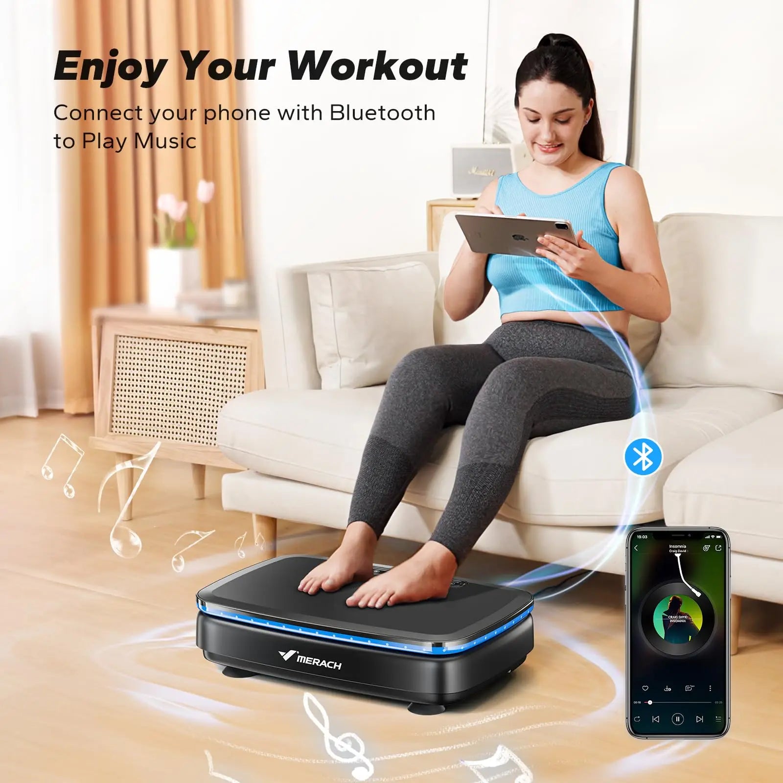 MERACH Vibration Plate - Whole Body Workout, LED Lights