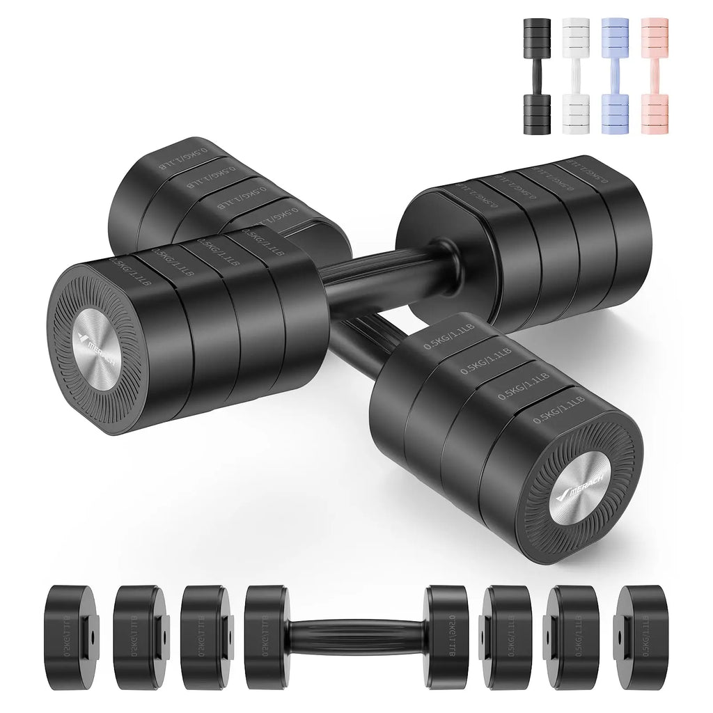 MERACH 4-in-1 Adjustable Dumbbell Weight Set for Women, 2-Pack
