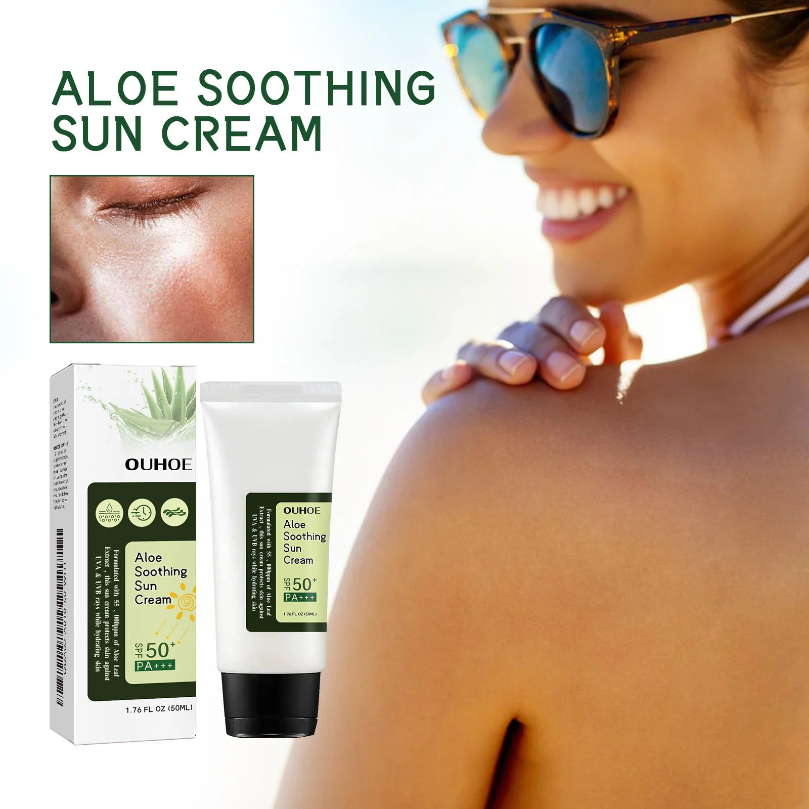 Aloe Sun Cream UV Protection and Soothing Moisturizer for Face and Skin Care