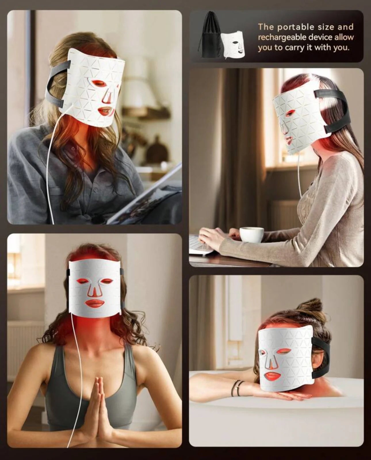 LED Facial And Neck Mask With Red Light Therapy For Home Use