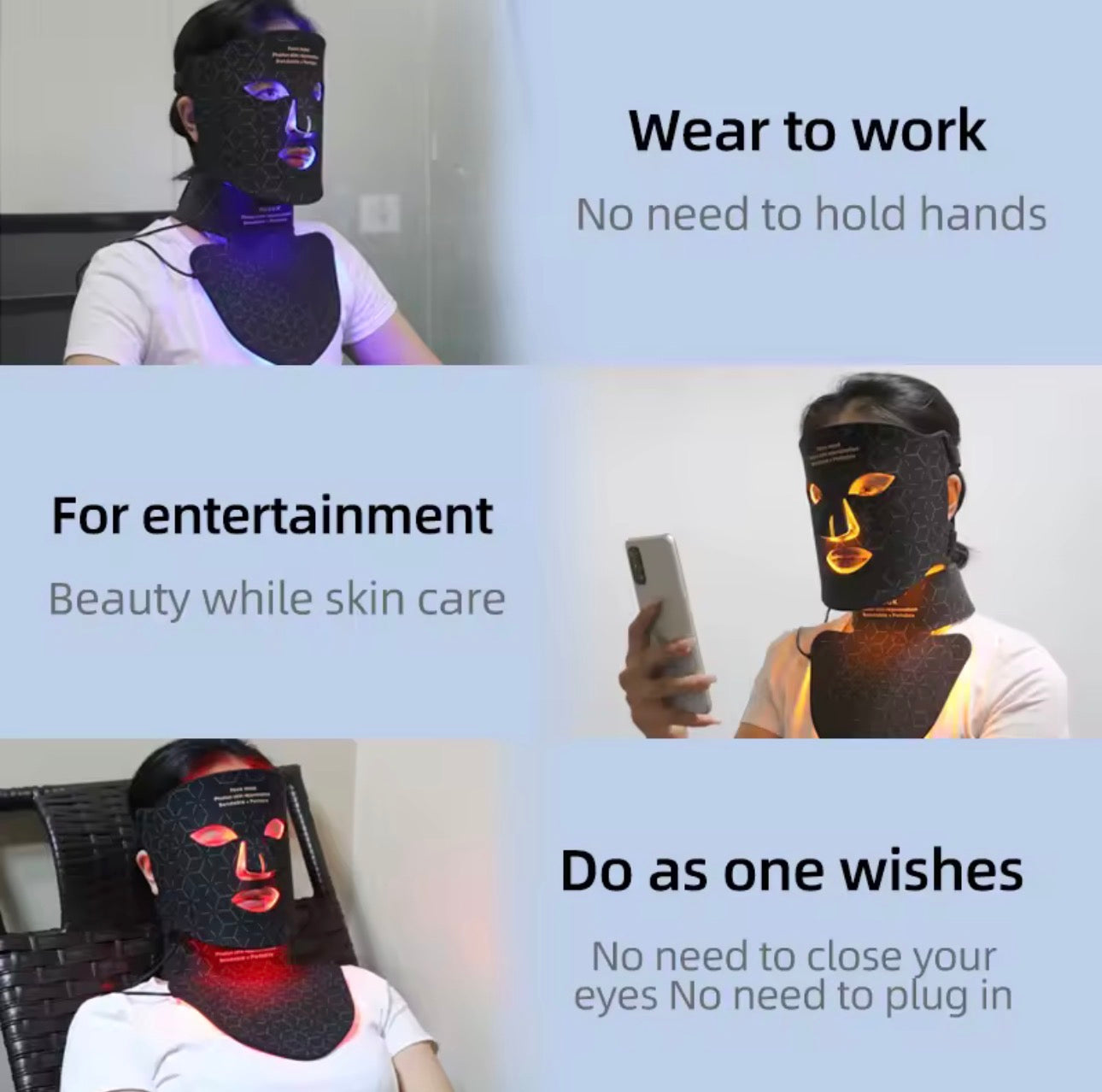 LED Facial And Neck Mask With Red Light Therapy For Home Use