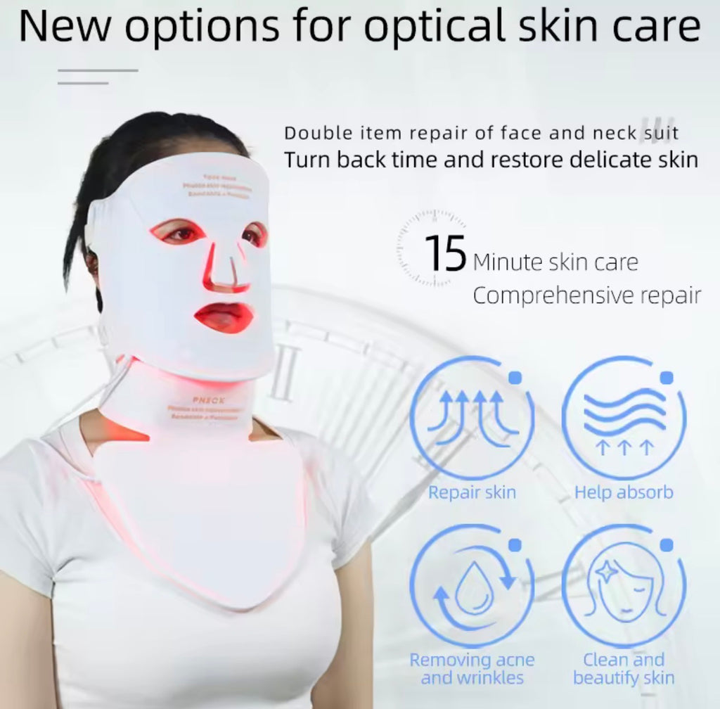 LED Facial And Neck Mask With Red Light Therapy For Home Use
