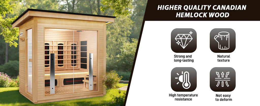 3-4 Person Hybrid Home Sauna, Far Infrared & Steam, WiFi Control & Red Light Therapy