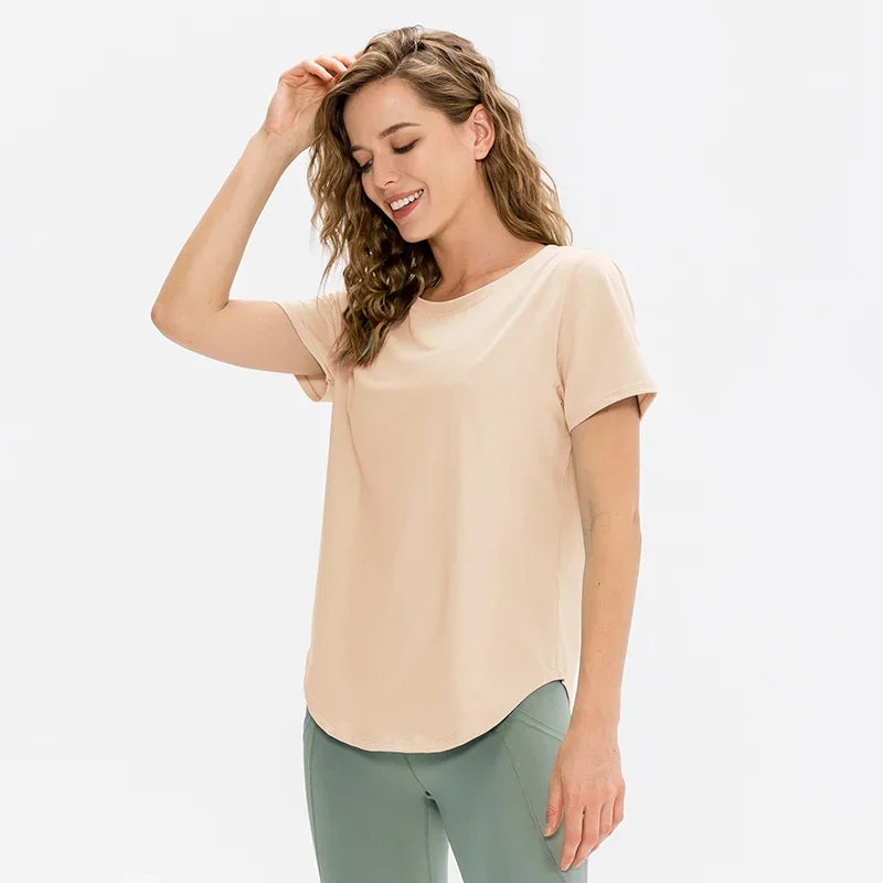 Women's Loose Fit Yoga Top Short Sleeve Gym T-Shirt