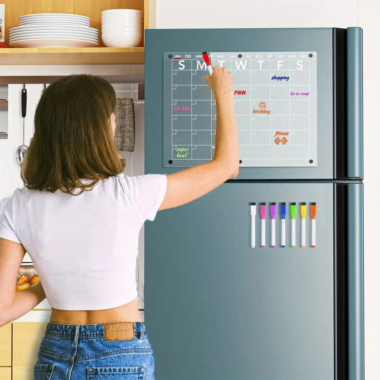 Magnetic Dry Erase Calendar for Fridge - Monthly & Weekly Planner