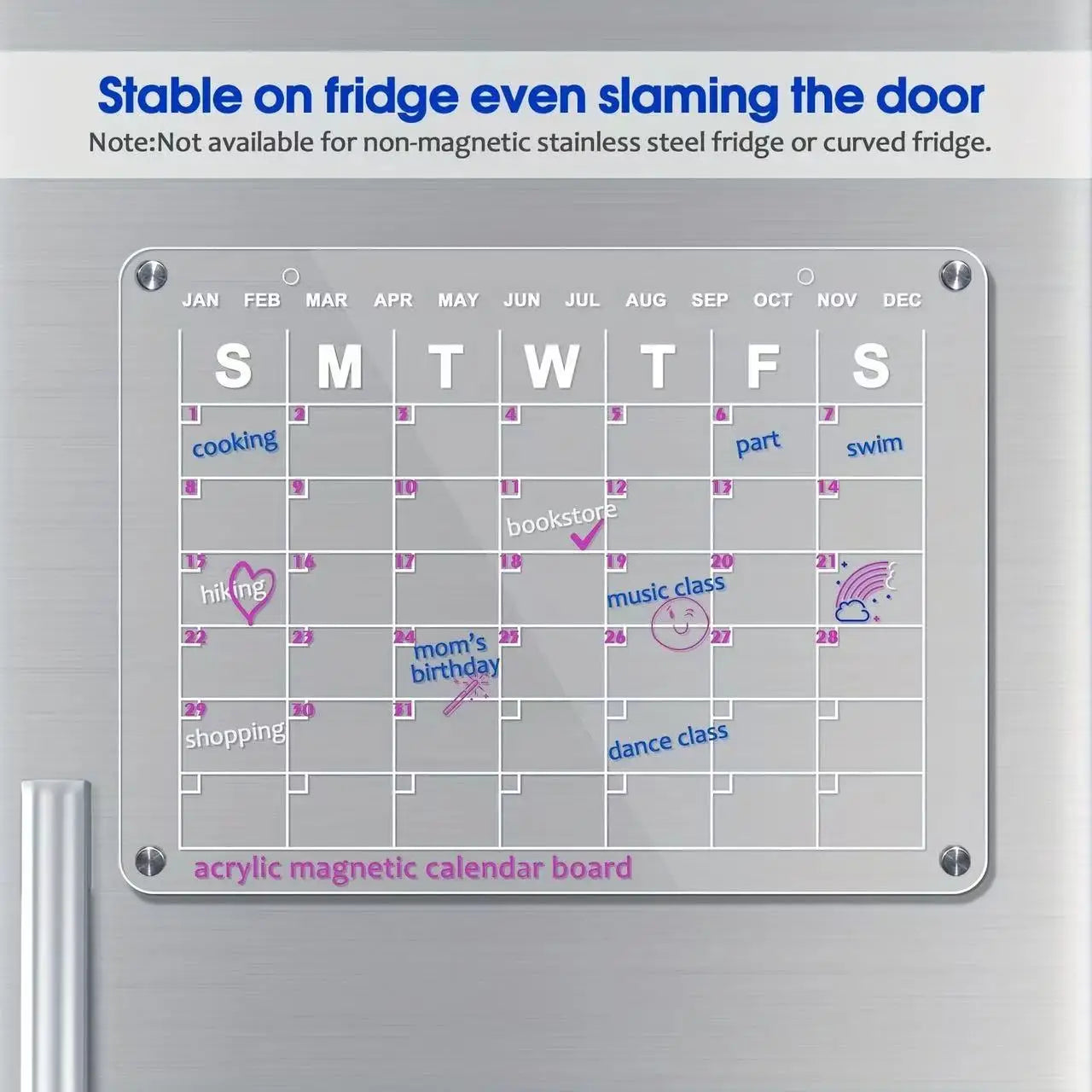 Magnetic Dry Erase Calendar for Fridge - Monthly & Weekly Planner