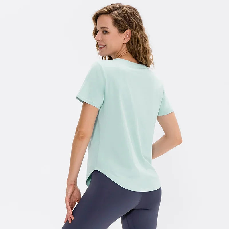 Women's Loose Fit Yoga Top Short Sleeve Gym T-Shirt