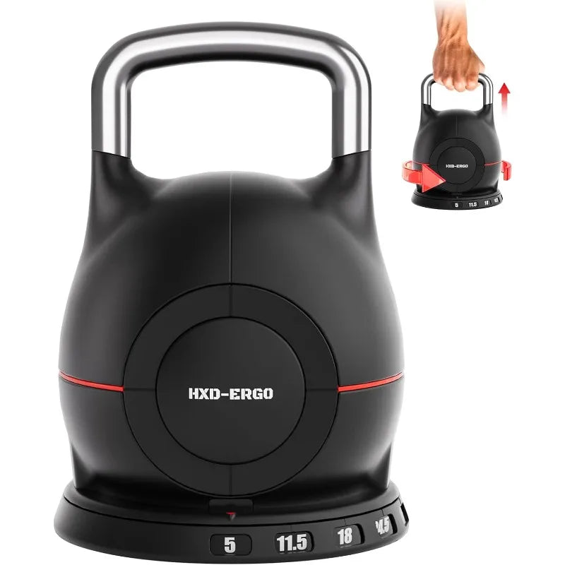 7-in-1 Adjustable Kettlebell, 5–44 lbs for Home Gym
