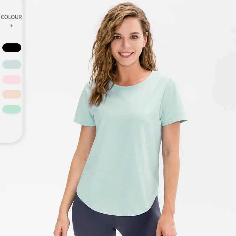Women's Loose Fit Yoga Top Short Sleeve Gym T-Shirt
