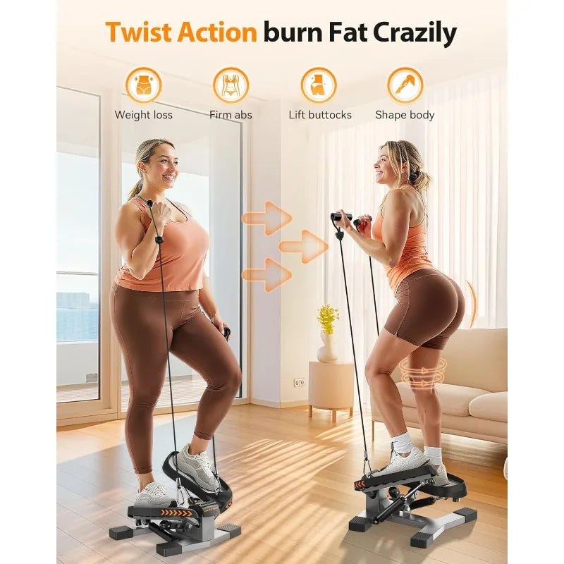 Twist Stair Stepper with Resistance Bands, 330lbs Capacity