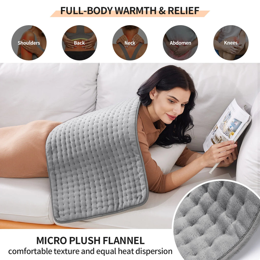 33"x17" Portable Heating Pad, Ultra Soft with 6 Settings