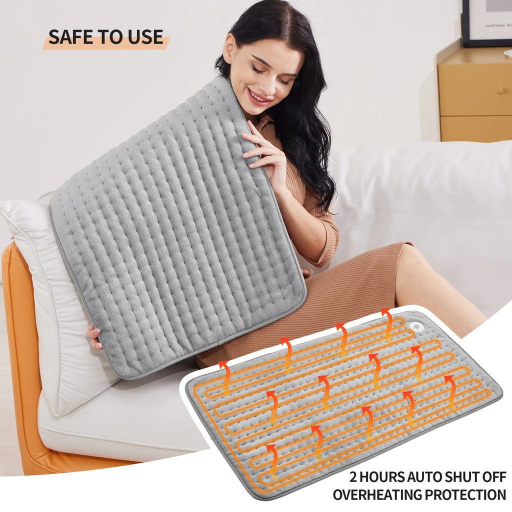 33"x17" Portable Heating Pad, Ultra Soft with 6 Settings