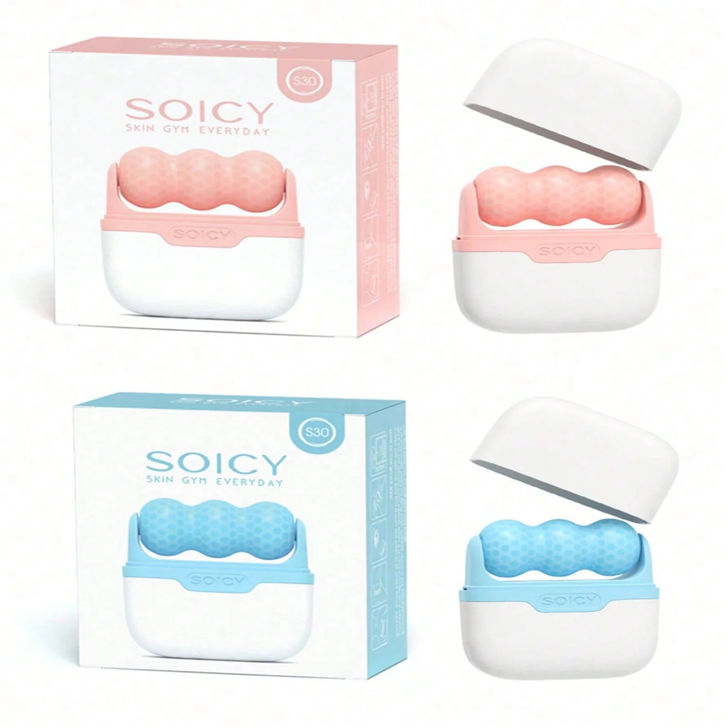 S30 Double Roller Facial Ice Compress - Mini Beauty Device, Leak-Proof Reusable Design, Reduces Puffiness & Tightens Pores, Gentle Massage Tool - Daily