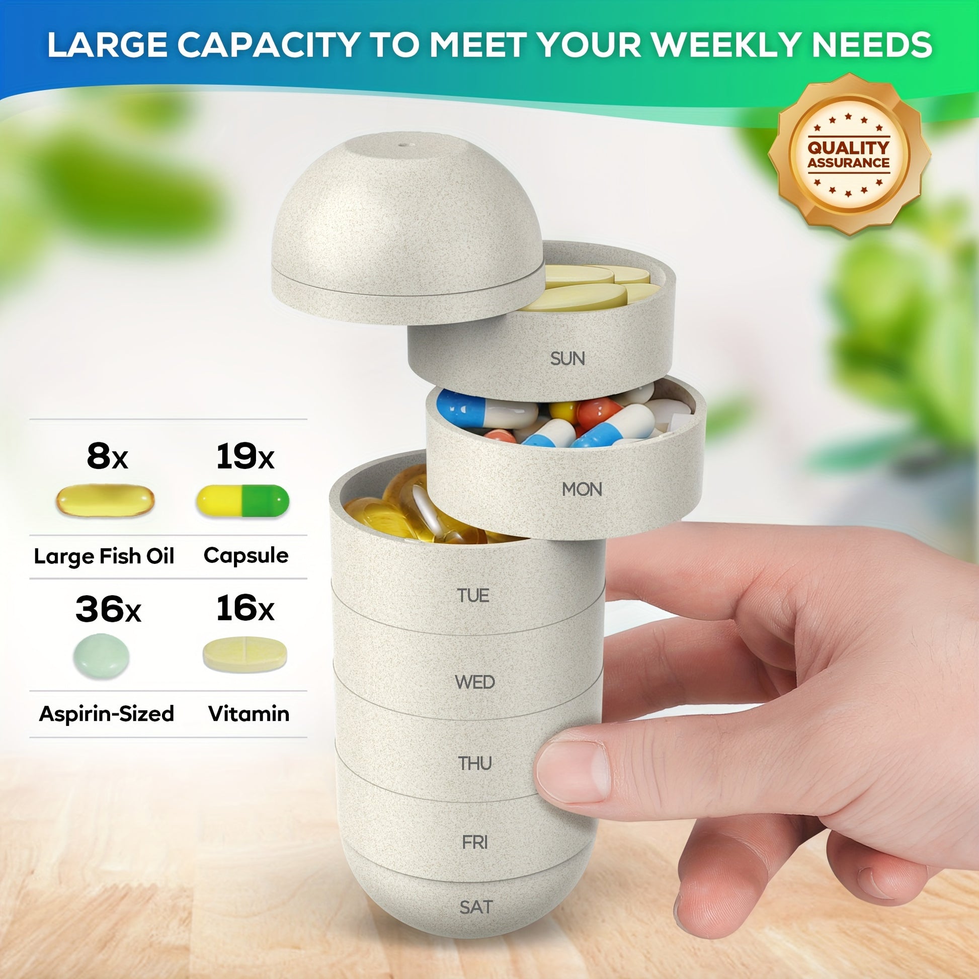 Large Weekly Pill Organizer – BPA-Free & Moisture-Proof