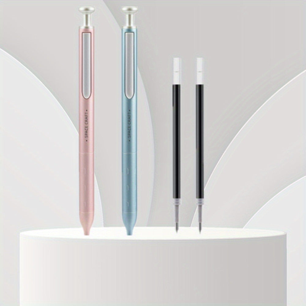 2-Pack Sonic Dry Pens - Metal Shell, Telescopic Design, Neutral Ink