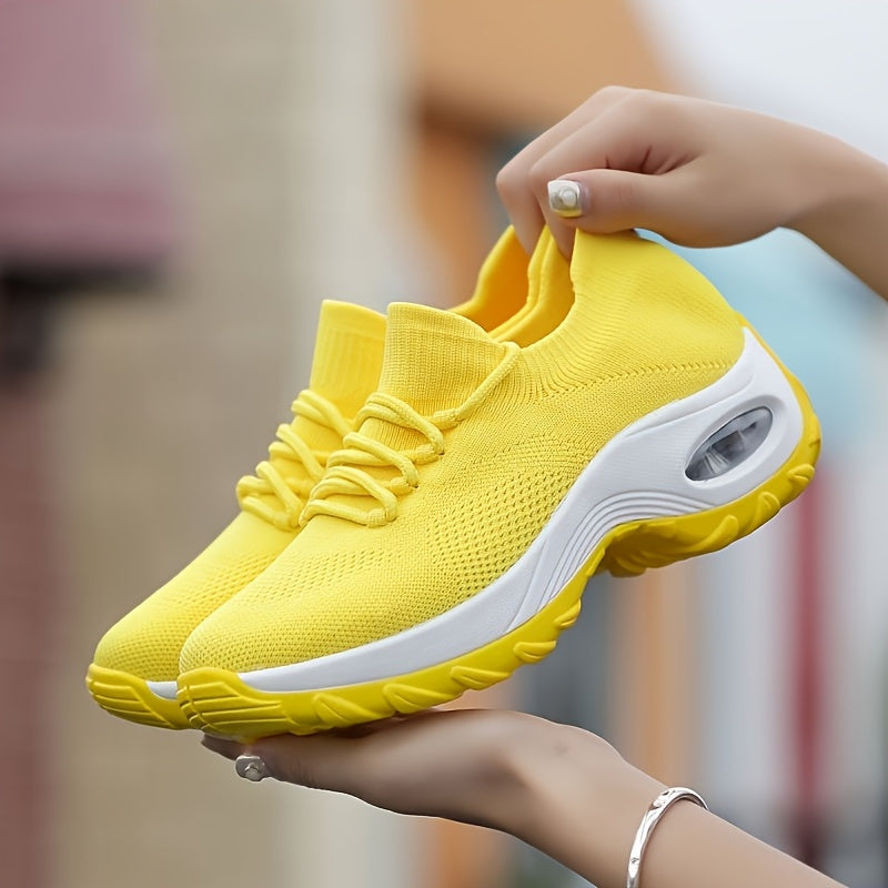 2025 Casual Flyknit Mesh Air Cushion Running Shoes, Lightweight & Anti-Slip
