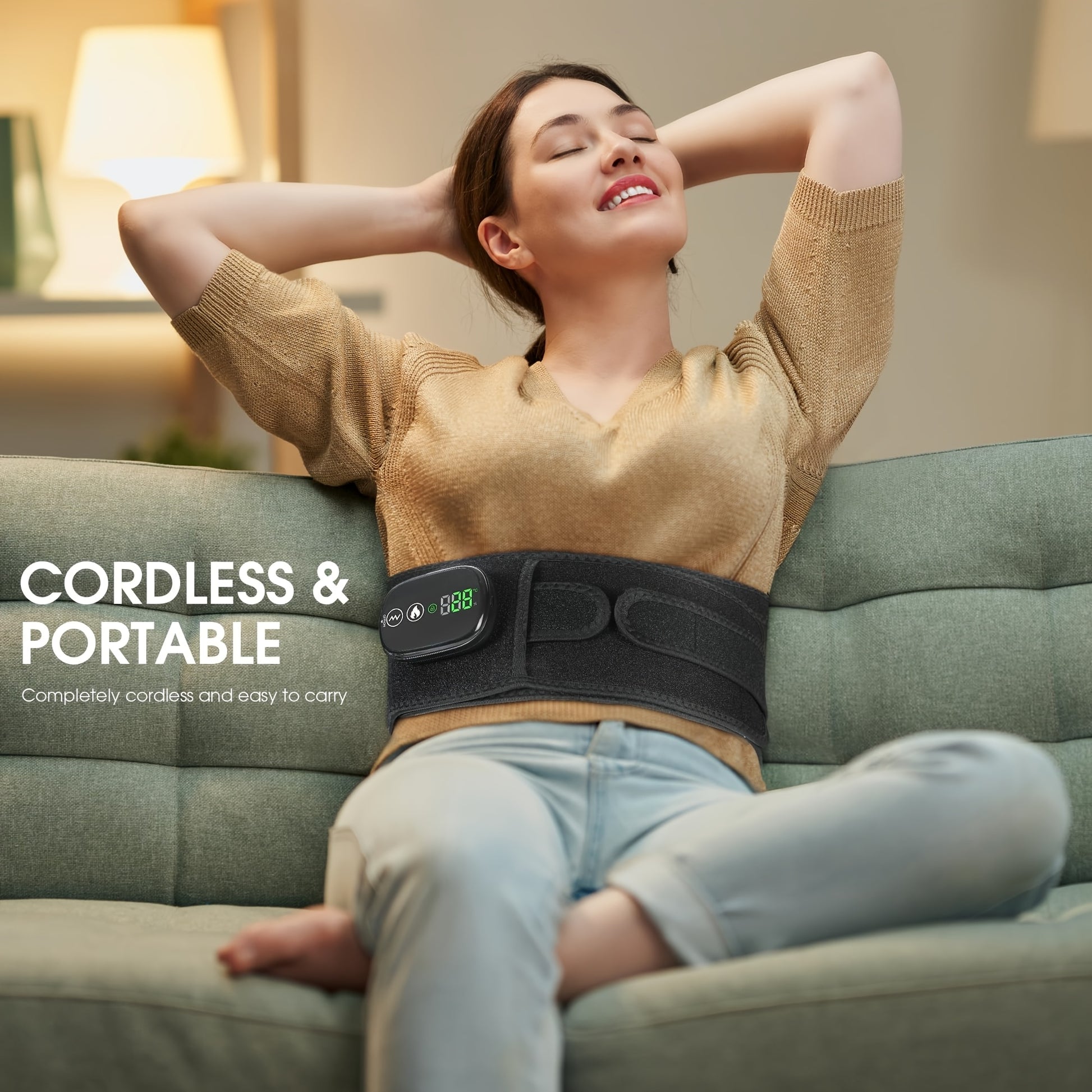 Cordless Heating Massager Wrap - Rechargeable, Back Support