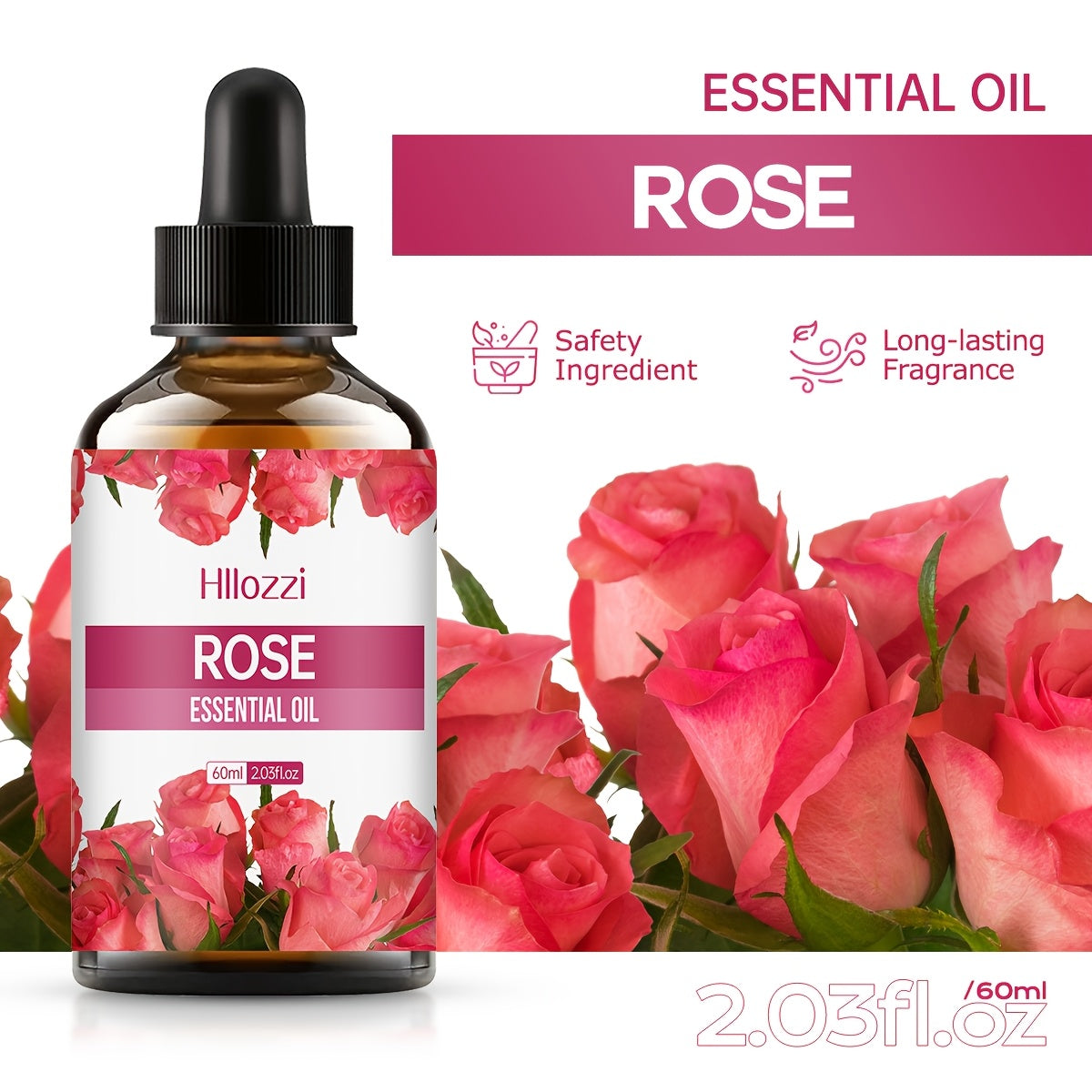 60ml Rose Essential Oil for Massage, Bath & Skincare