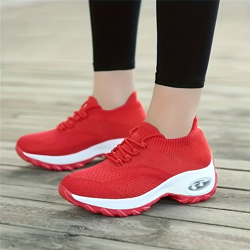 2025 Casual Flyknit Mesh Air Cushion Running Shoes, Lightweight & Anti-Slip