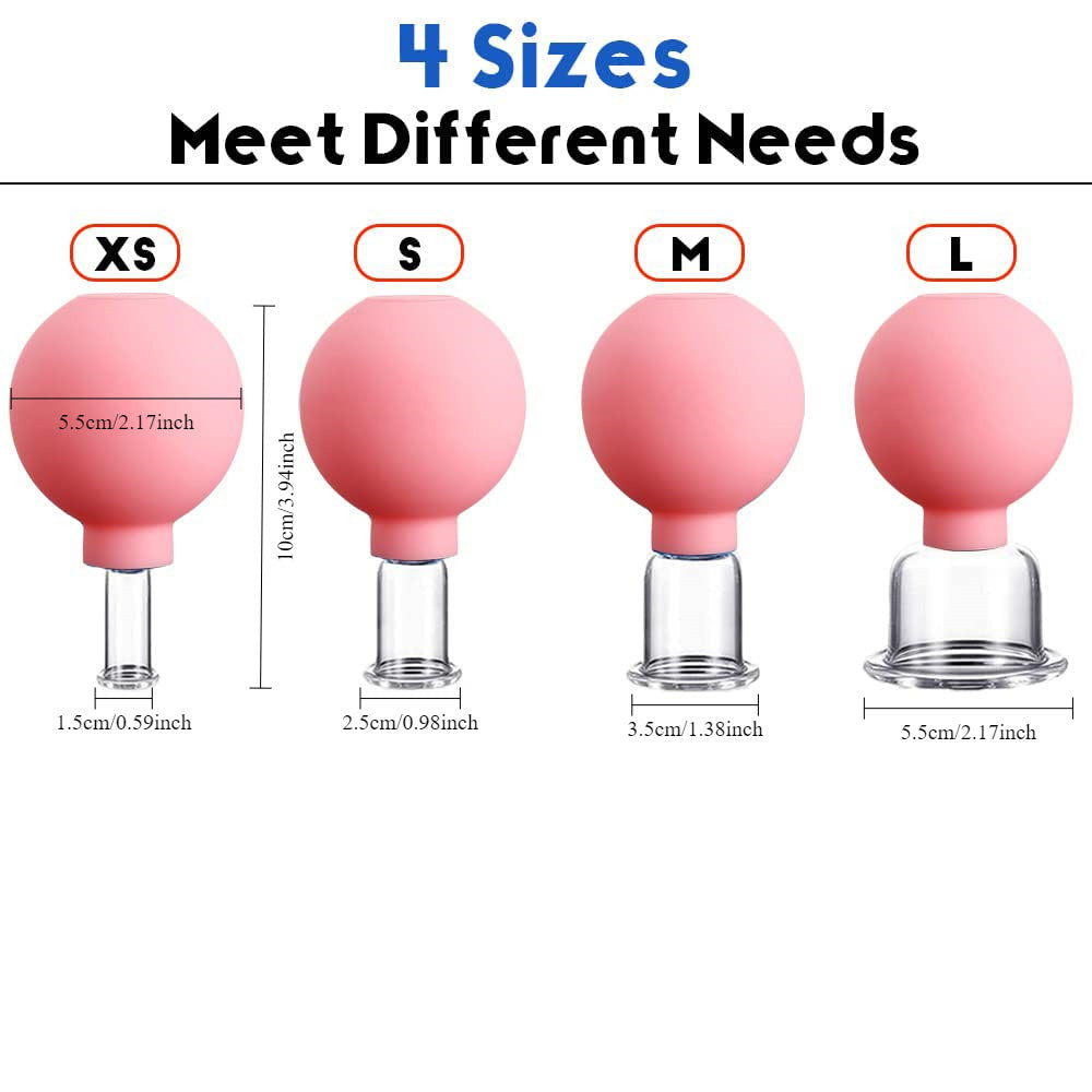 4pcs Glass Silicone Cupping Set - Muscle & Joint Pain Relief