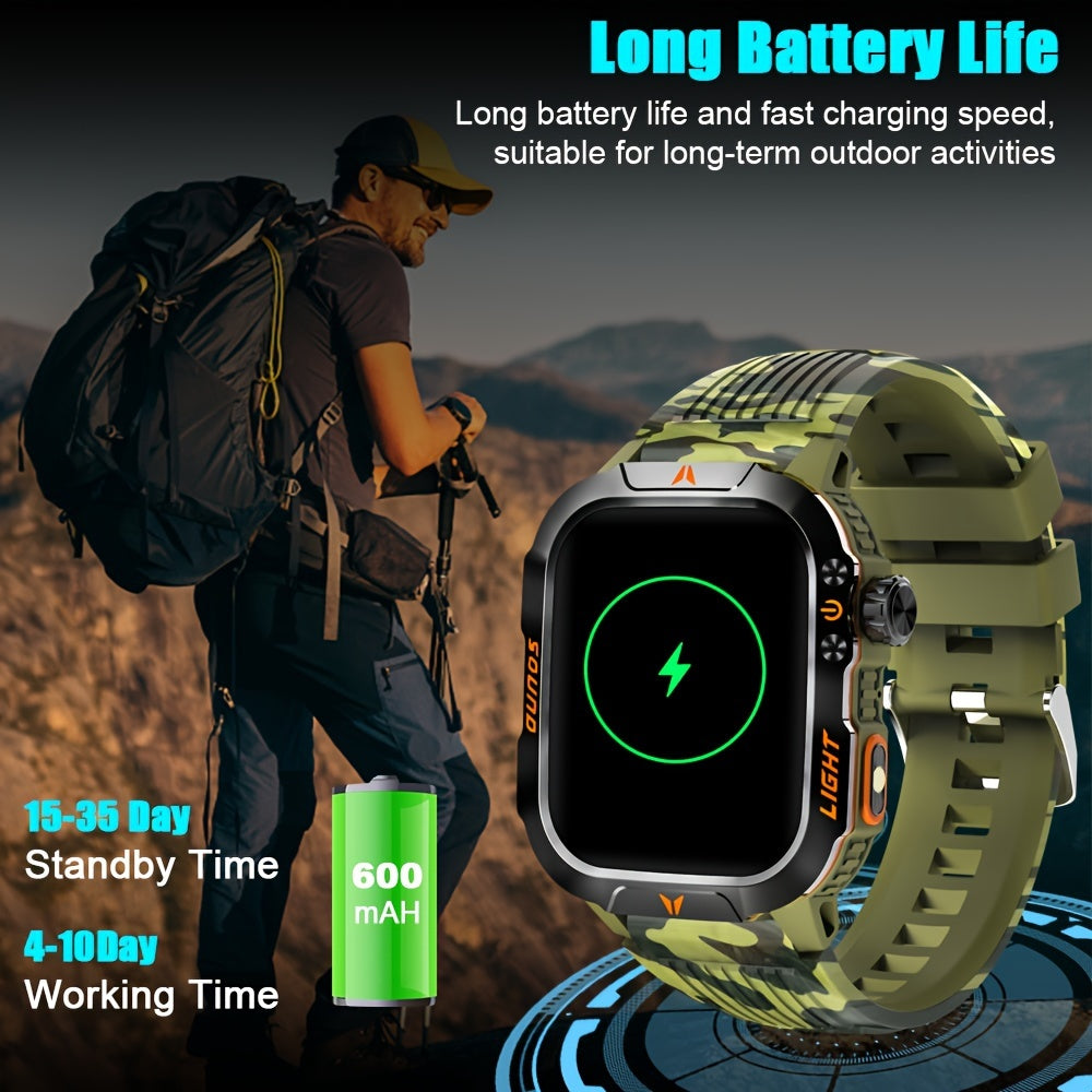 Tactical Smart Watch – Calls, Compass, Fitness & LED Light